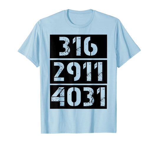 316 2911 4031 Christian Bible Verses John Jeremiah Isaiah T-Shirt