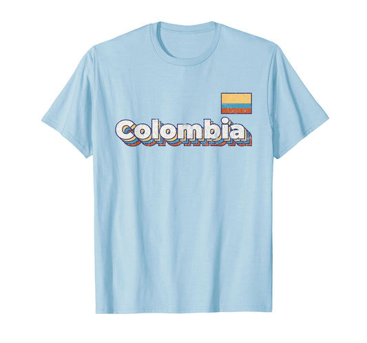Vintage Retro Faded Colombia Flag Colombian Pride T-Shirt