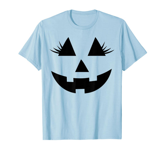 Funny Jack O Lantern Face Pumpkin Eyelashes Hallowen Costume T-Shirt