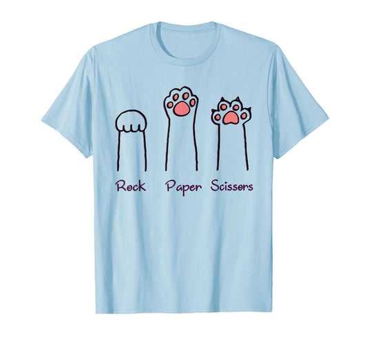 Rock Paper Scissors Hand Game Cute Paw Funny Cat T-Shirt for Men Women