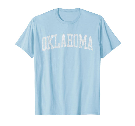 Oklahoma OK Varsity Vintage Athletic Sports Style White Text T-Shirt