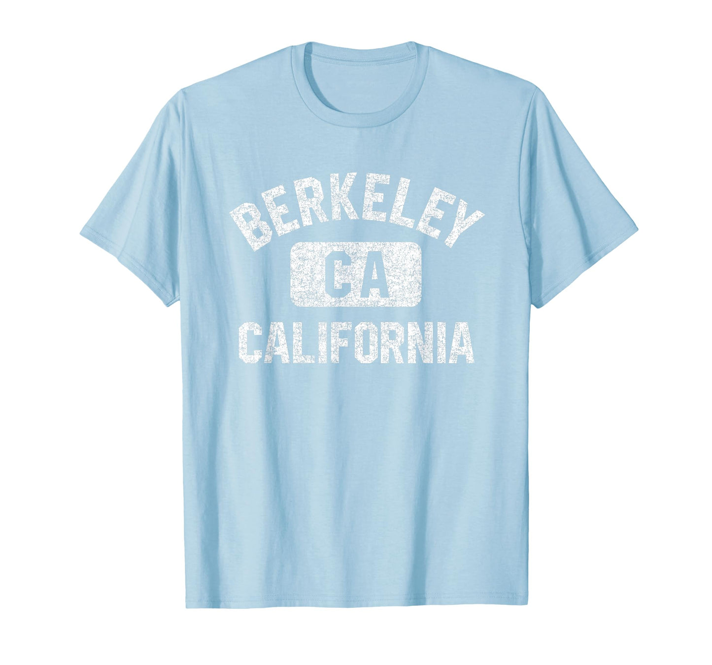 Berkeley California Gym Style Pink w Distressed White Print T-Shirt