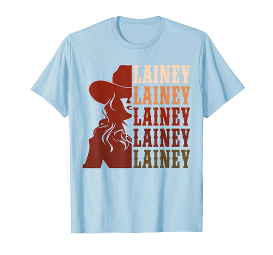 Girl Retro First Name Lainey Personalized Cowgirl Party T-Shirt