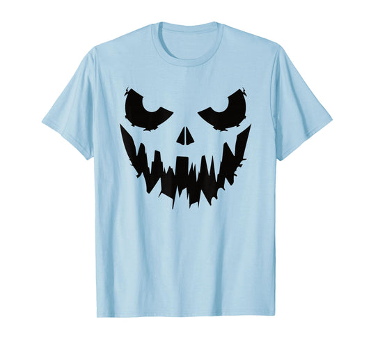 Scary Pumpkin Face Jack O Lantern Halloween Men Women Kids T-Shirt