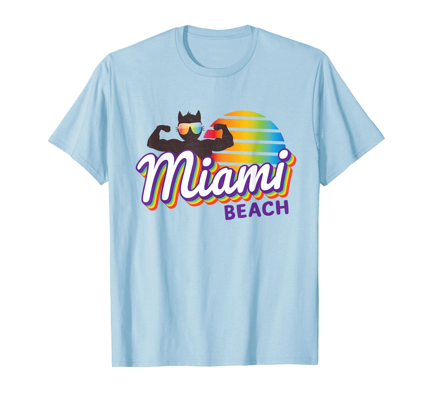 Miami Muscle Cool Retro Cat Weight Lifter MIA (Miami) Cat T-Shirt