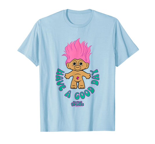 Good Luck Trolls Have A Good Day Cute Pink Troll Chest Logo T-Shirt
