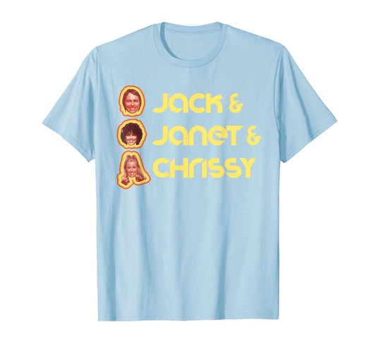 Jack & Janet & Chrissy Three's Company Roommate Faces Retro T-Shirt