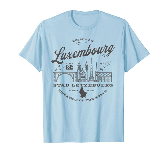 Travel to Luxembourg Western Europe Vintage Skyline T-Shirt