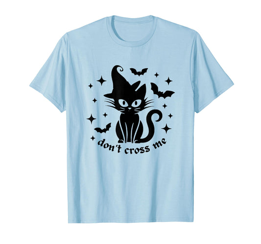 Don't Cross me Halloween Black cat Witch hat Bats T-Shirt