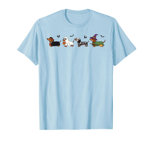 Dachshund Dog Witch Happy Halloweenie Spooky Season T-Shirt
