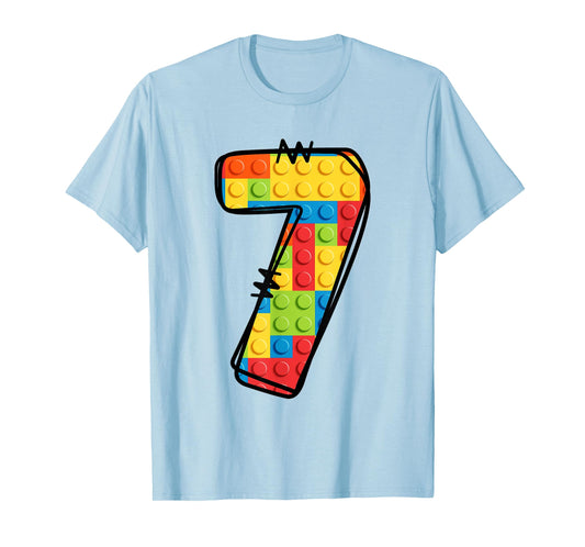 7 Year Old Blocks Building Master Builder 7th Birthday T-Shirt