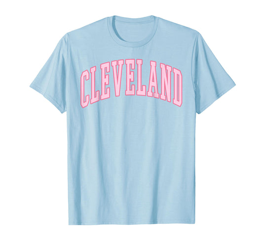 Cleveland Vintage Preppy Varsity Pink Sports T-Shirt