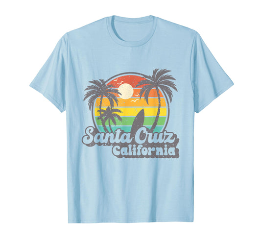 Retro Vintage Surfing & Skateboard Graphic Design Santa Cruz T-Shirt