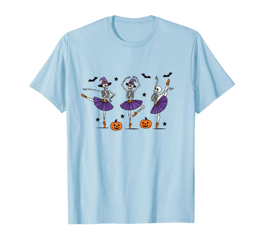 Dancing Skeleton Halloween Witch Ballerina Ballet Dancing T-Shirt
