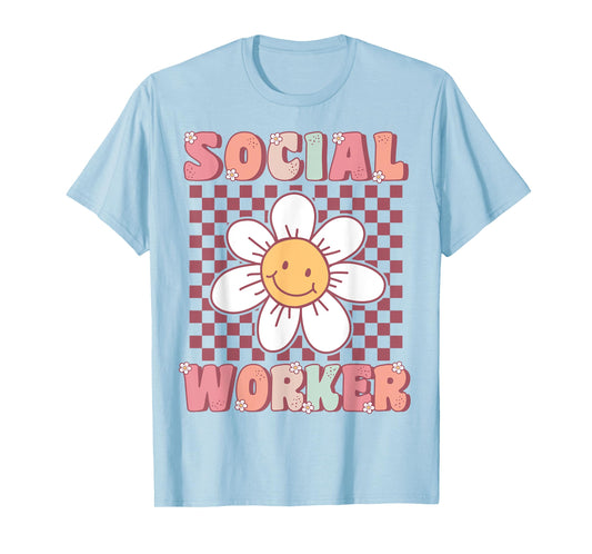 Groovy Social Worker Cute Daisy Flower Retro Social Worker T-Shirt
