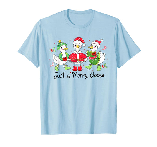 Retro Just A Merry Goose Funny Cute Goose Lovers Merry Xmas T-Shirt