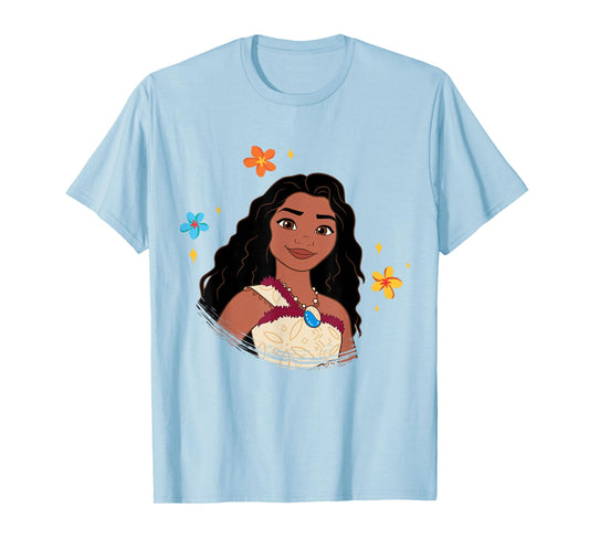 Disney Moana 2 Big Face Moana Tropical Flowers Costume T-Shirt