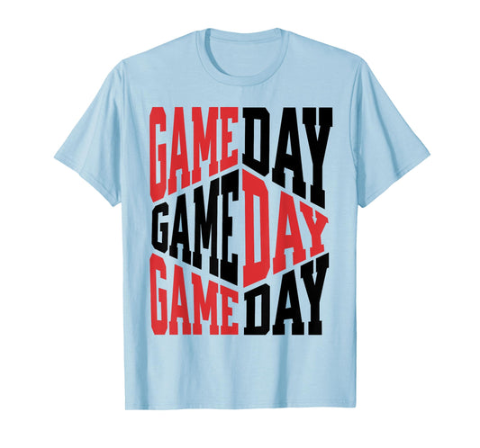 Game Day Red Black School Spirit Mascot Football Baseball T-Shirt