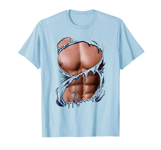 Fake Muscles Ripped Torn Chest Six Pack Abs Fitness Model T-Shirt