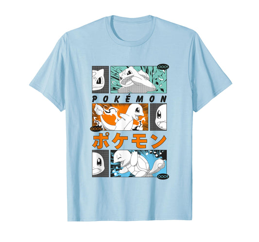Pokémon Kanto Starters Vintage Manga Action Panels T-Shirt
