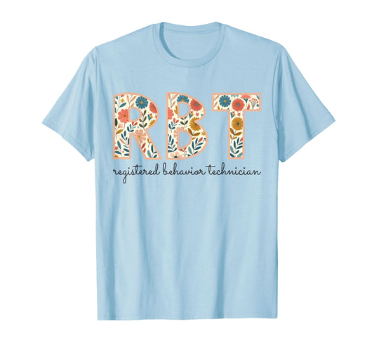RBT Registered Behavior Technician Therapist Vintage Flower T-Shirt