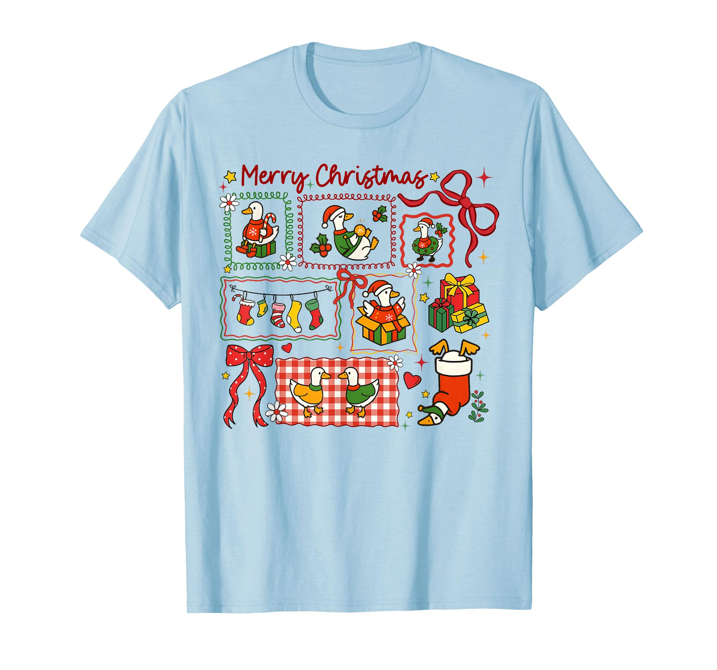 Cute Merry Christmas Goose Holiday Coquette Bow Girl Women T-Shirt