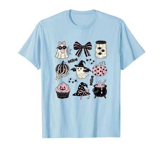 Cute Spooky GhostsPumpkins Witchy Fun Halloween Aesthetic T-Shirt