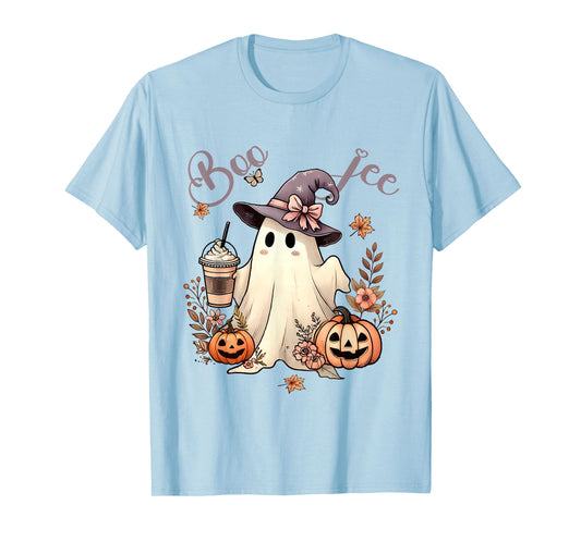 Boo Jee Ghost Ice Coffee Coquette Bow Halloween Women Girl T-Shirt