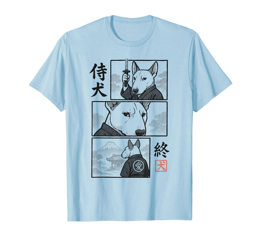 English Bull Terrier Samurai Warrior Manga Panels Dog Lover T-Shirt