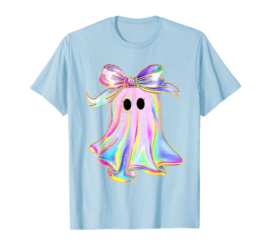 Disco Ghost Pumpkin Halloween Girly Coquette Bow T-Shirt