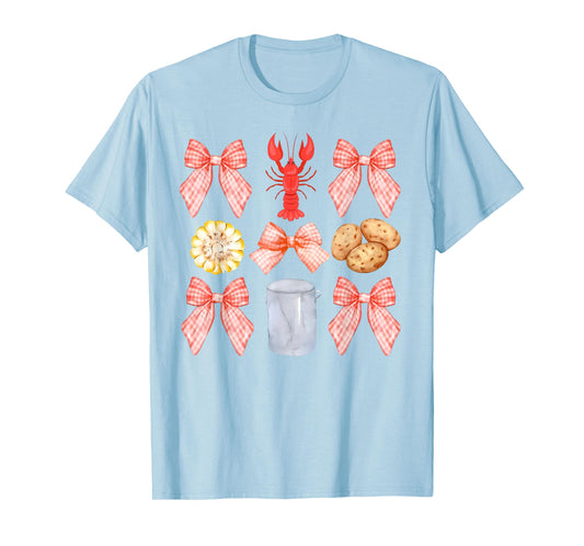 Pink Bow Cute Coquette Crawfish Boil Y2K Girl Aesthetic T-Shirt