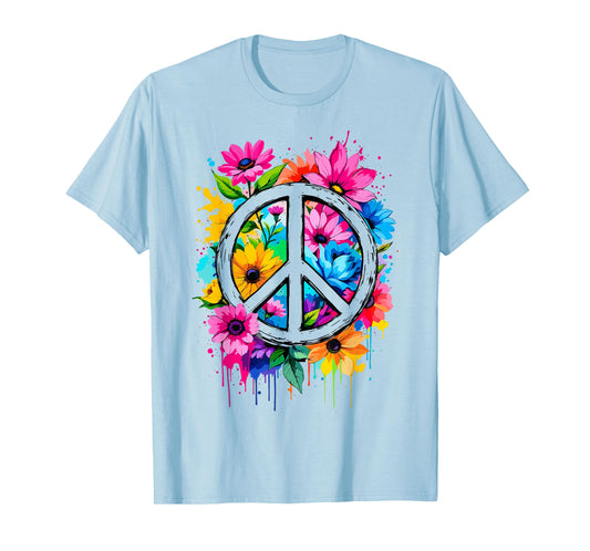 Love Peace Flower Power, Peace Sign, 70s 60s, Women Hippie T-Shirt