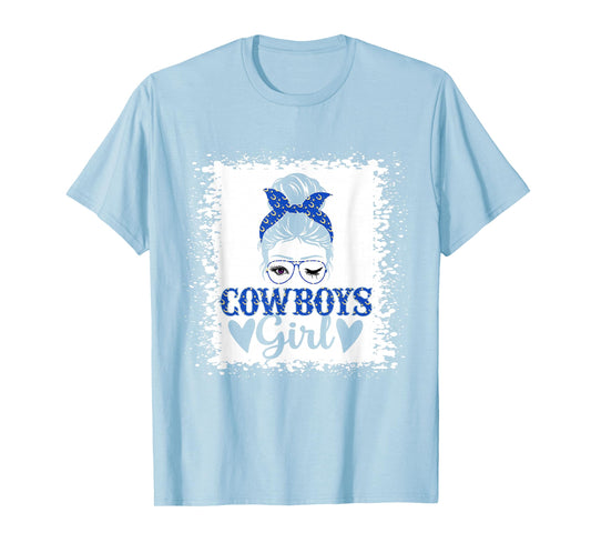 Messy Bun Cowboys Girl Sport Fan Men Women Girls Kids T-Shirt