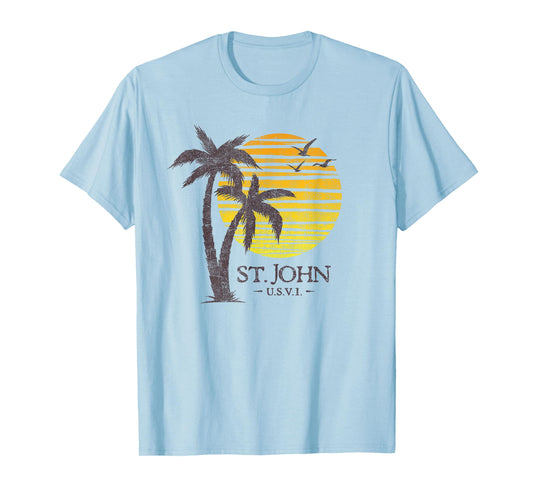St John USVI Souvenir Colorful Beach Sunset Mens Womens T-Shirt