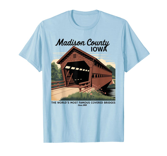 Vintage Poster-Style Covered Bridges Madison County Iowa T-Shirt