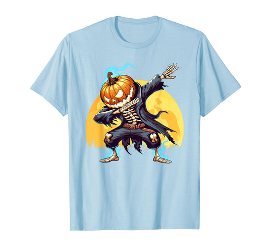 Dabbing Skeleton Headless Pumpkin Dab Dance Boys Halloween T-Shirt