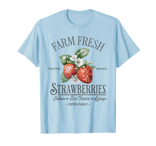 Farm Fresh Strawberries Vintage Strawberry Farmers Farm T-Shirt