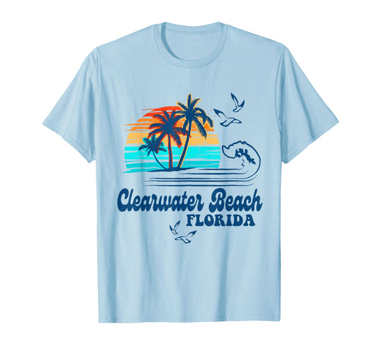 Clearwater Beach Florida 2025 Sunset Vintage 70's Retro T-Shirt