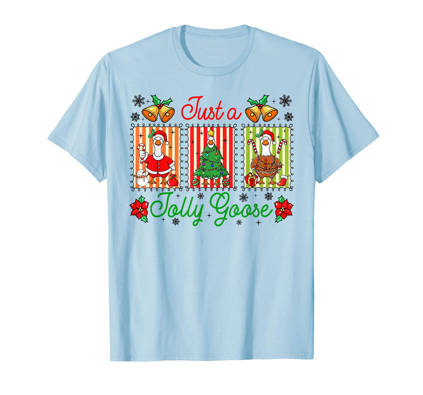 Just A Jolly Goose Preppy Coquette Christmas Goose Costume T-Shirt