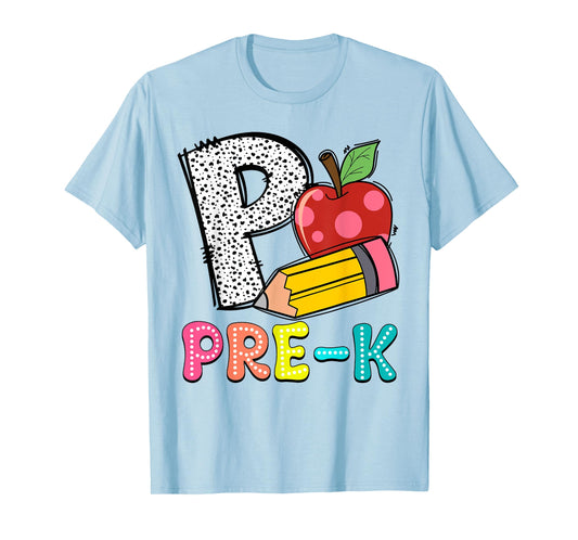 P Is For Pre-K Teacher Pencil Apple Back To School T-Shirt