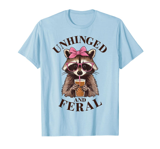Unhinged and Feral Funny Racoon Glasses Toddler Girls Kids T-Shirt