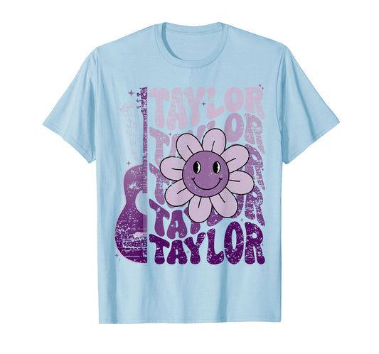 Taylor First Name I Love Taylor Girl Groovy 80's Vintage T-Shirt