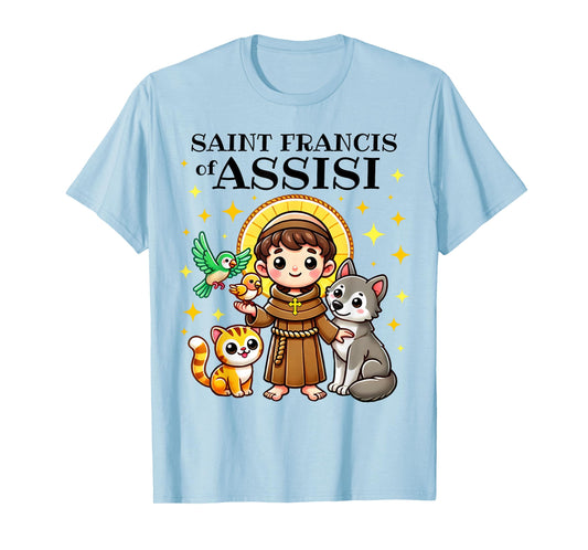 Saint Francis of Assisi Saint of Animals Catholic for kids T-Shirt