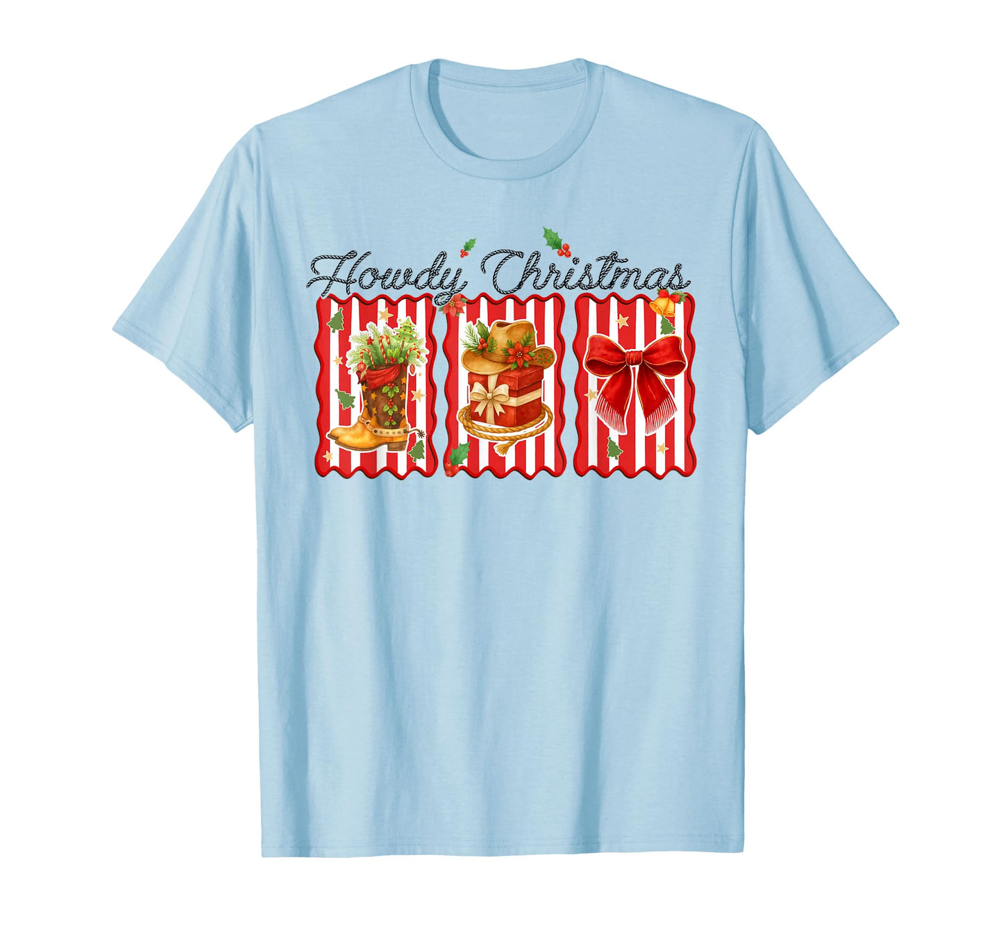 Howdy Christmas Western Coquette Bow Cowboy Cowgirl Santa T-Shirt