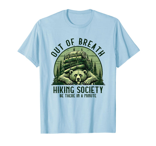 Out of Breath Hiking Society Funny Bear Outdoorsy Vintage T-Shirt