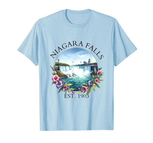 Retro Floral Niagara Falls Trip Outdoor Family Vacation T-Shirt