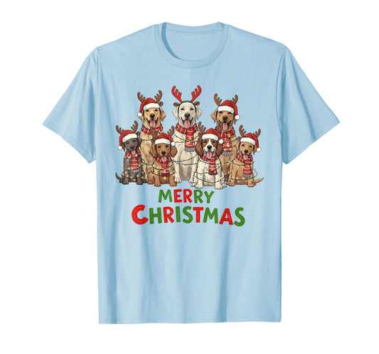 Christmas Dogs Xmas Santa Hat Dog Lover Dog Mom Dog Dad T-Shirt