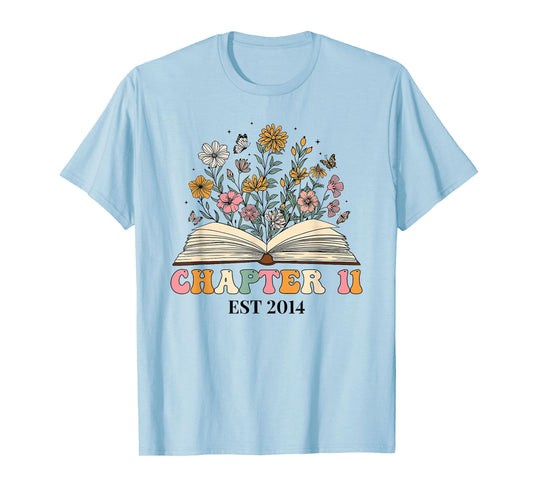 Chapter 11 Years Old 11th Birthday Wildflower Book Lover T-Shirt