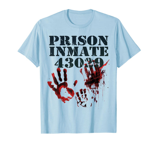 Prison Inmate Shirt Zombie Bloody Halloween Blood Splatter T-Shirt