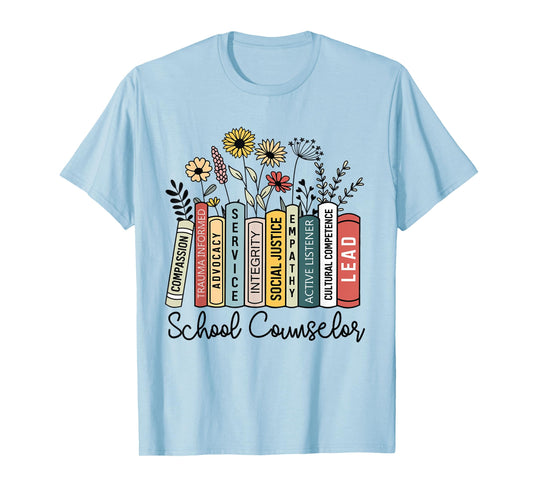 School Counselor Wildflower Book School Counseling Life T-Shirt